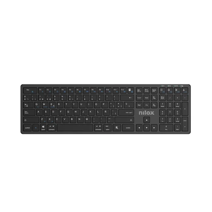 Nilox PRO Wireless Teclado Negro Español 110 Teclas, Conexión Doble USB-C Bluetooth 5.2 y 2.4G, Teclado Completo QWERTY para Windows, MacOS, Android, Oficina y Hogar
