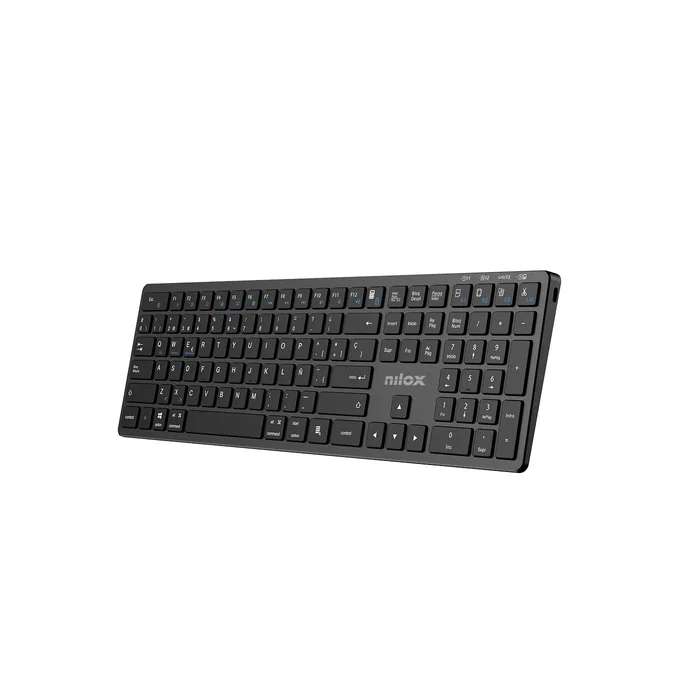Nilox PRO Wireless Teclado Negro Español 110 Teclas, Conexión Doble USB-C Bluetooth 5.2 y 2.4G, Teclado Completo QWERTY para Windows, MacOS, Android, Oficina y Hogar