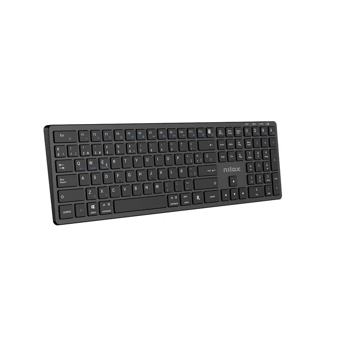 Nilox PRO Wireless Teclado Negro Español 110 Teclas, Conexión Doble USB-C Bluetooth 5.2 y 2.4G, Teclado Completo QWERTY para Windows, MacOS, Android, Oficina y Hogar