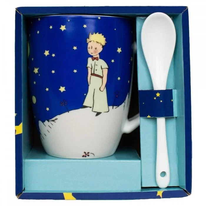 Enesco Taza Con Cuchara El Principito - Diseño Bajo el Cielo Estrellado, Incluye Cuchara, Presentación en Caja para Regalo