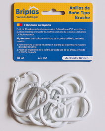BRIPLAS Anillas para Cortina de Baño Tipo Broche, 10 Unidades, Blanco