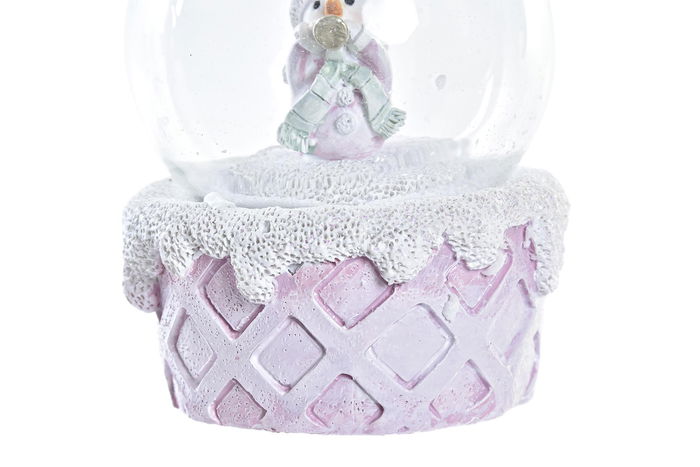 DKD Home Decor Figura Navidad Fantasia Bola Rosa Blanco Resina Cristal 7 x 9 x 7 cm (2 Unidades)
