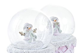 DKD Home Decor Figura Navidad Fantasia Bola Rosa Blanco Resina Cristal 7 x 9 x 7 cm (2 Unidades)