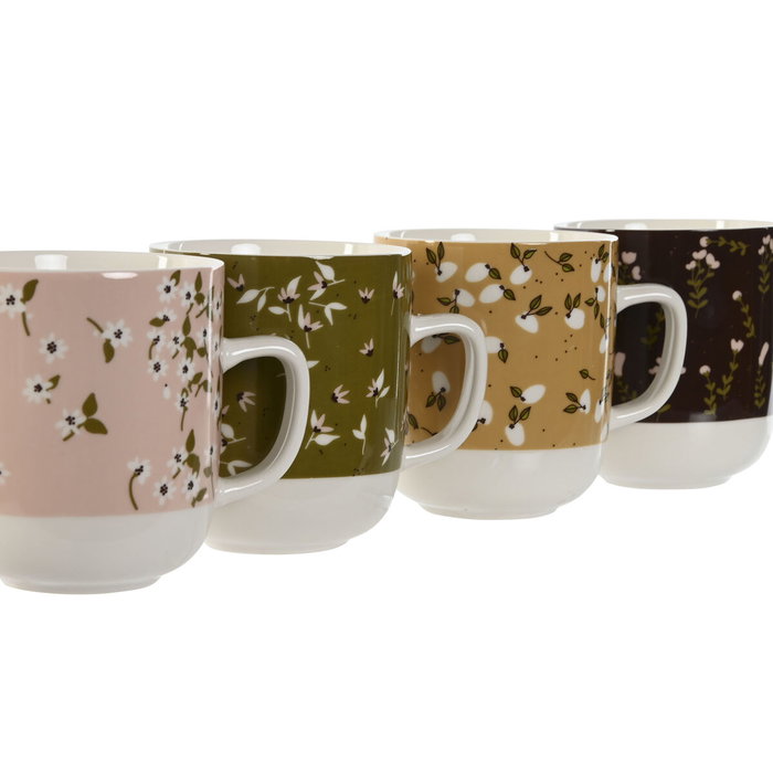 DKD Home Decor Set de 4 Tazas de Porcelana SPICES 2023 Surtidas