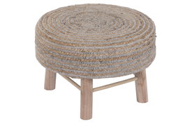 DKD Home Decor Reposapiés de Lana y Yute Trenzado a Mano