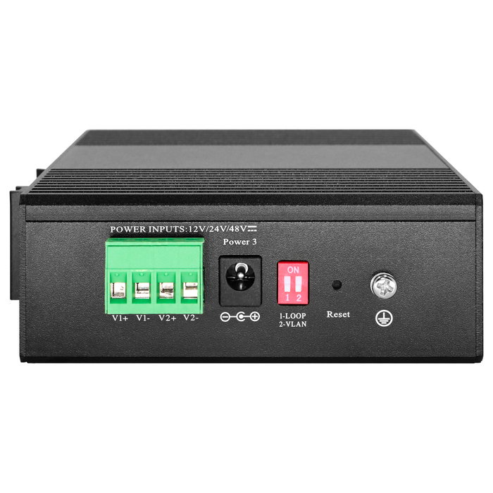 LevelOne IGS-2105P Switch Gestionado Gigabit de 5 Puertos (4x PoE+ 60W) L2 con QoS, VLAN y Montaje en Carril DIN, Negro