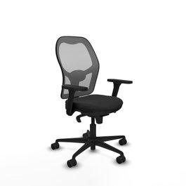 PIQUERAS Y CRESPO Silla de oficina Jorquera con mecanismo Sincro, Polipiel Negra y Malla Gris