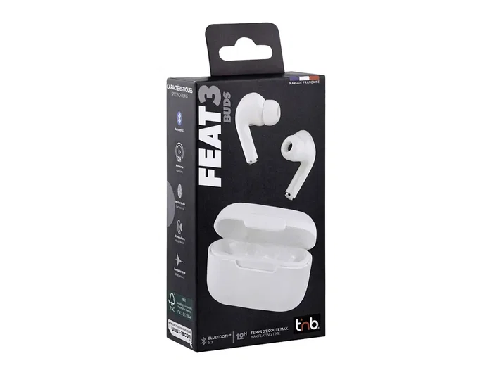 TNB FEAT 3 Auriculares Intraurales TWS con Caja de Carga - Blanco