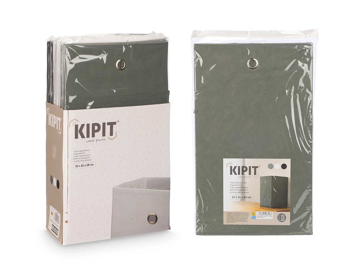 Kipit Caja Organizadora Plegable, 35 x 35 x 58 cm, para Almacenaje, TNT y Cartón, Color Blanco, Gris o Negro (Set de 12)