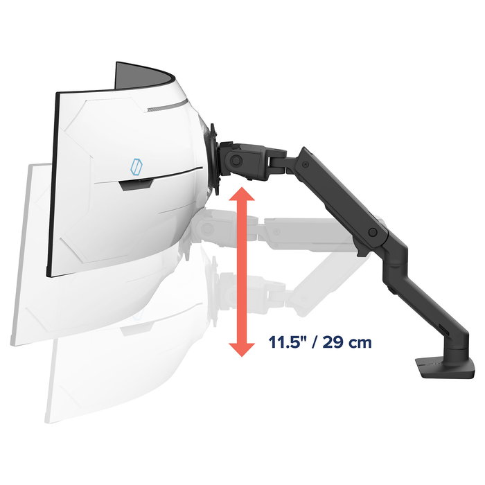 Ergotron HX Monitor Arm with VHD Pivot - Brazo de Monitor para Escritorio, Negro Mate, Soporta 17 kg y Monitores Curvos 1000R Hasta 57" (144.8 cm)