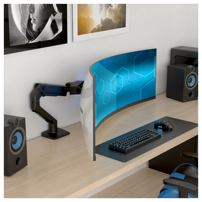 Ergotron HX Monitor Arm with VHD Pivot - Brazo de Monitor para Escritorio, Negro Mate, Soporta 17 kg y Monitores Curvos 1000R Hasta 57" (144.8 cm)