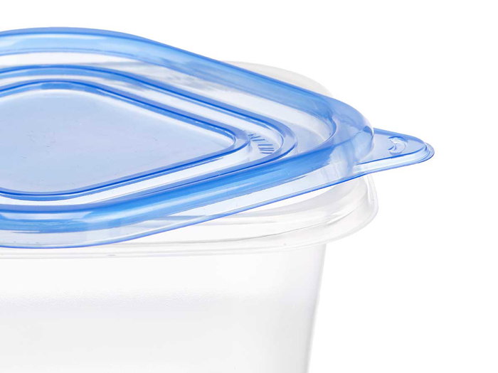 Leknes Set 8 Fiambreras Tapa Cuadrada 880ml Plástico PP Azul y Transparente 14.5 x 14.5 x 16.5 cm (Set de 8)