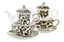 DKD Home Decor Tetera Colonial Marron Blanco Cristal Porcelana 13.5 x 14 x 16.5 cm (2 Unidades)