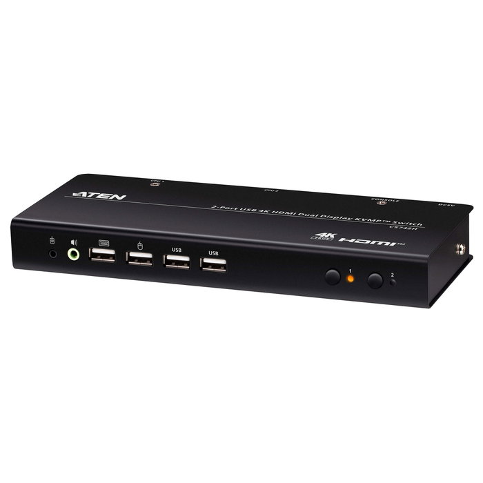 ATEN CS742H Conmutador KVM de 2 puertos para doble pantalla 4K HDMI ATEN CS742H Conmutador KVM de 2 puertos para doble pantalla 4K HDMI
