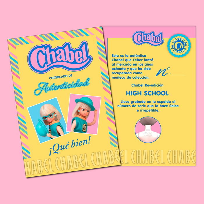Famosa Muñeca Chabel High School con maletín 25 cm, preparada para ir a la universidad