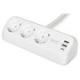 Digitus DA-70626 Regleta de sobremesa con 3 tomas y 3 USB, Blanco