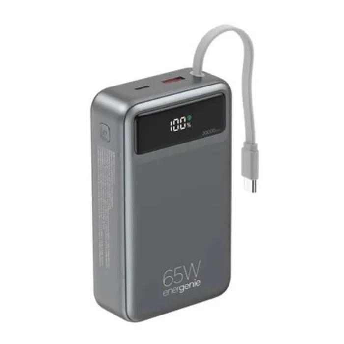 Gembird Power bank 20000 mAh 65 W Fast Charging con cables integrados negro Gembird Power bank 20000 mAh 65 W Fast Charging con cables integrados negro