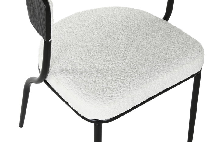 DKD Home Decor Silla Moderno Blanco Metal Poliester Bucle 52.5 x 73 x 51.5 cm (2 Unidades)