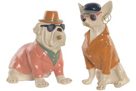 DKD Home Decor Figura de Perro en Vinilo, Surtido de 2 Unidades