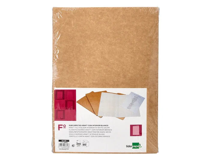 Liderpapel Subcarpeta Folio Kraft Bicolor Interior Blanco 240g/m2 Liderpapel Subcarpeta Folio Kraft Bicolor Interior Blanco 240g/m2
