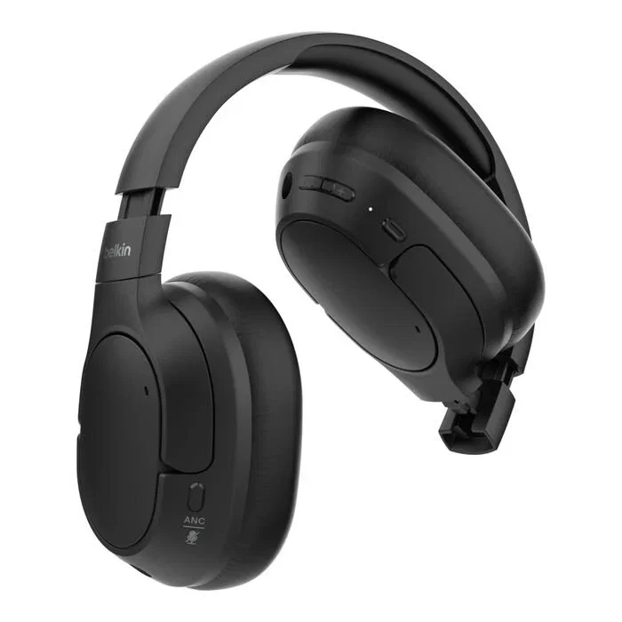 Belkin AUD008HQBK Auriculares Inalámbricos Diadema con Cancelación de Ruido (ANC) Bluetooth 5.4 para Llamadas y Música - USB-C y Cable 3.5mm Incluido - Color Negro