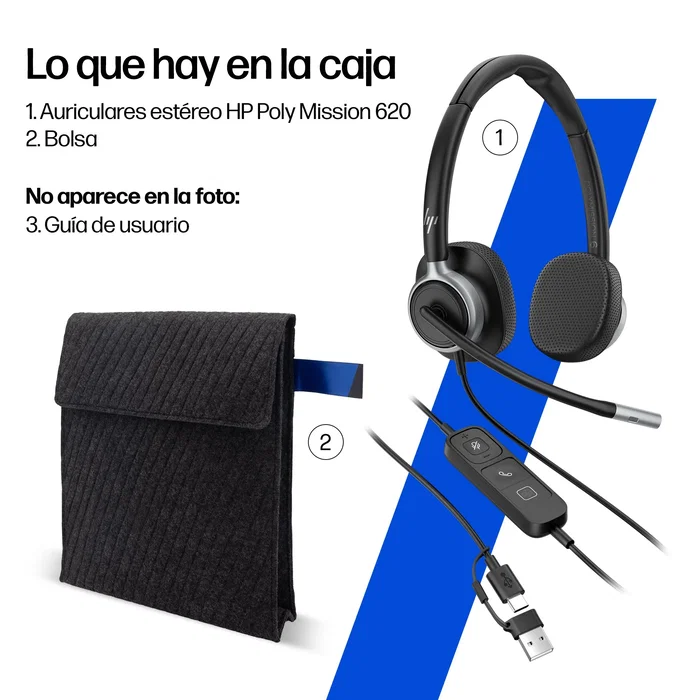 HP Poly Mission 625 Stereo USB Wired Headset