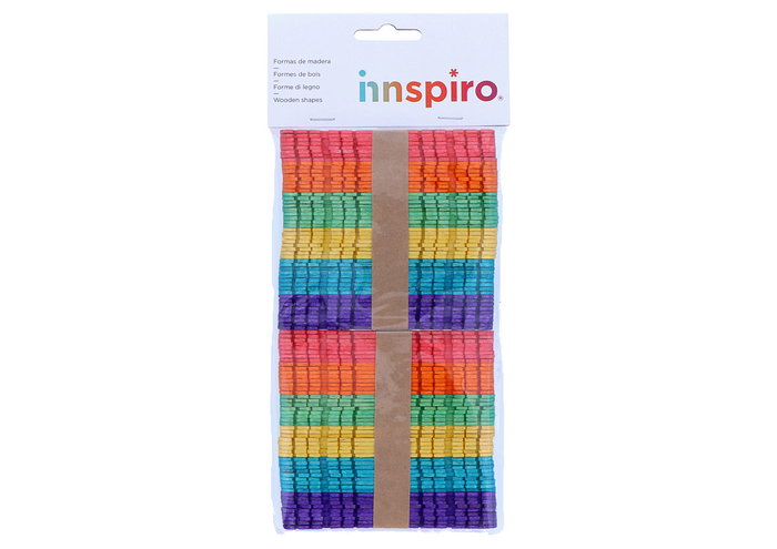 Innspiro Palitos de polo de madera estándar con ranuras mix colores 114x10x2mm