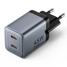 Vention Cargador de Pared GaN FCDH0-EU 2xUSB Tipo-C 45W Gris
