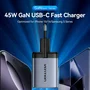Vention Cargador de Pared GaN FCDH0-EU 2xUSB Tipo-C 45W Gris