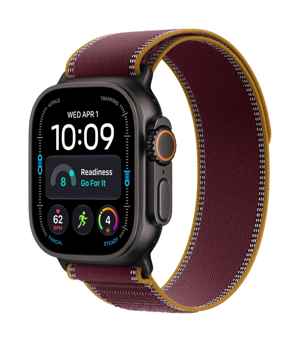 Apple Watch Ultra 4 GPS + Cellular 49mm Caja de Titanio Negro y Correa Loop Trail Burdeos M/L