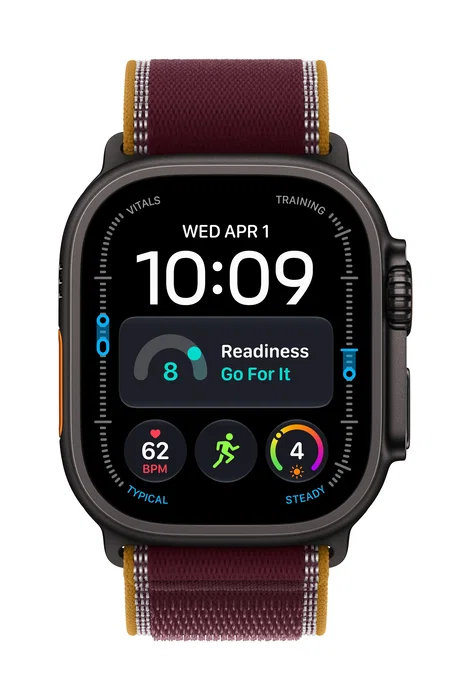 Apple Watch Ultra 4 GPS + Cellular 49mm Caja de Titanio Negro y Correa Loop Trail Burdeos M/L