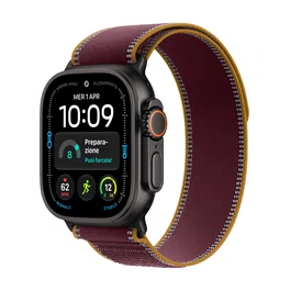 Apple Watch Ultra 4 GPS 49mm Caja de Titanio Negro Correa Loop Trail Burdeos M/L
