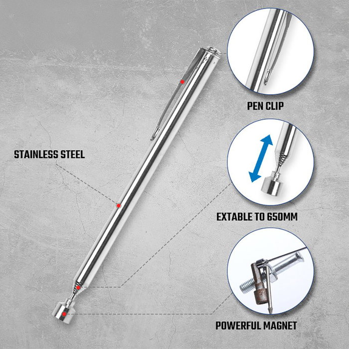 Workpro Puntero Magnético Extensible 650 mm Acero Inoxidable