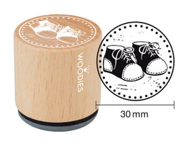 Woodies Sello de madera y caucho zapatitos 33x30mm