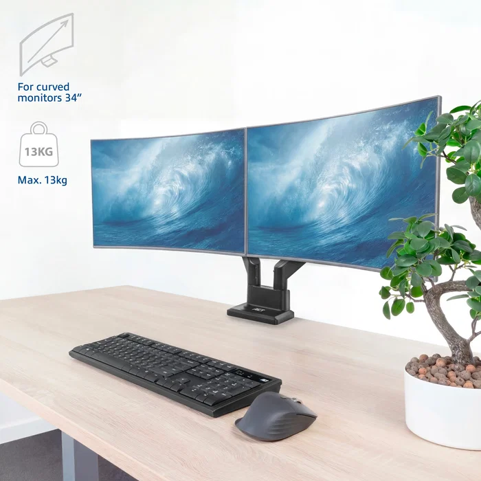 ACT Brazo para 2 Monitores de hasta 34 Pulgadas Office Solid Pro con Resorte de Gas ACT Brazo para 2 Monitores de hasta 34 Pulgadas Office Solid Pro con Resorte de Gas