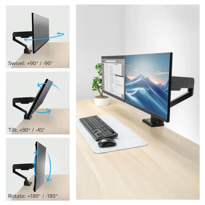 ACT Brazo para 2 Monitores de hasta 34 Pulgadas Office Solid Pro con Resorte de Gas ACT Brazo para 2 Monitores de hasta 34 Pulgadas Office Solid Pro con Resorte de Gas