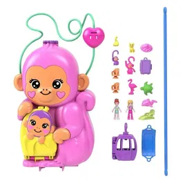 Mattel Polly Pocket Set Cofre Mama Mono Y Bebe HWP04