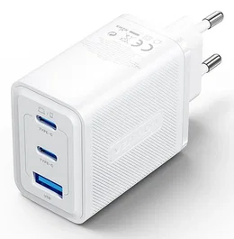 Vention Cargador de Pared GaN 65W, 3 Puertos USB (2x Tipo-C + 1x USB-A), Blanco, Compatible con PPS/PD3.0/QC3.0, Modelo FERW0-EU