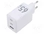 Vention Cargador de Pared GaN FERW0-EU 65W con 2x USB-C y 1x USB-A, Blanco