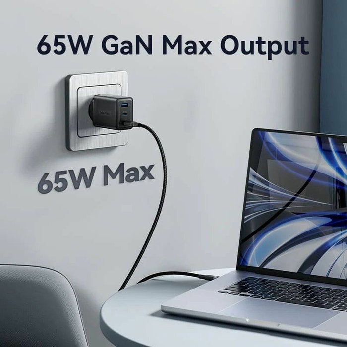 Vention Cargador de Pared GaN FERW0-EU 65W 2xUSB-C 1xUSB-A Blanco