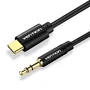 Vention BGABF Cable Conversor Audio USB Tipo-C a Jack 3.5mm Macho, 1 Metro, Conectores Derechos, Color Negro