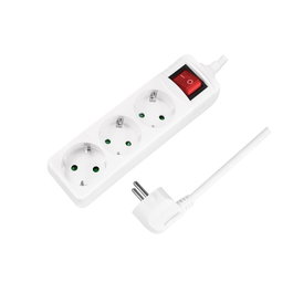 LogiLink Regleta de 3 tomas de seguridad con interruptor, 1.5m, blanco