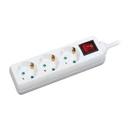 LogiLink Regleta con 3 tomas de seguridad, interruptor y 1,5m, blanca