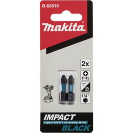 Makita Punta para Tornillos PH2 Impact Black 25 mm, 2 piezas