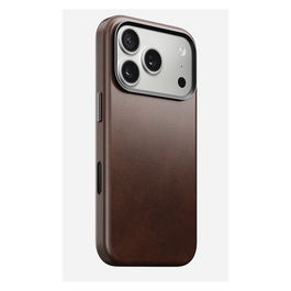 Nomad Traditional Leather Case para iPhone 17 Pro - Funda de Cuero Marrón Rustic Brown, Compatible con MagSafe