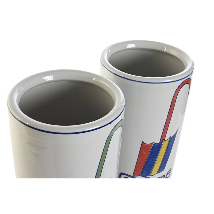 DKD Home Decor Paraguero de Porcelana Home Sweet Home Multicolor (Pack de 2)