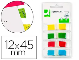 Q-connect Banderitas Separadoras Dispensador 4 Colores 35 Hojas por Color 12 x 43 mm