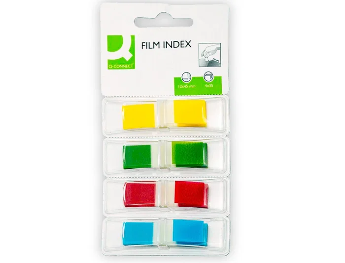 Q-connect Banderitas Separadoras Dispensador 4 Colores 35 Hojas por Color 12 x 43 mm
