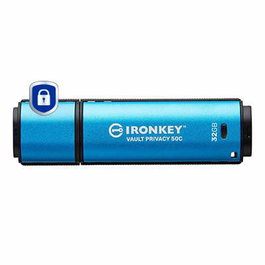 Kingston Vault Privacy 50C 32GB USB-C 3.2 Gen 1, AES-256, FIPS 197, Resistente al Agua, Negro/Azul