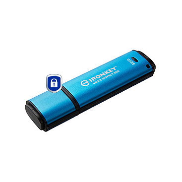 Kingston Vault Privacy 50C 32GB USB-C 3.2 Gen 1, AES-256, FIPS 197, Resistente al Agua, Negro/Azul